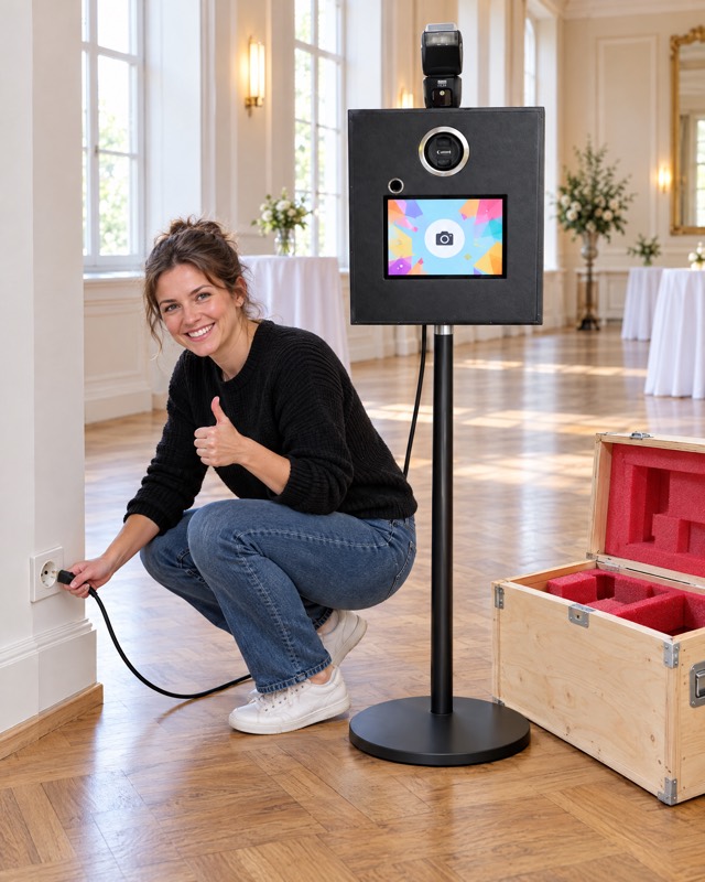 Fotobox wird in unter fünf Minuten aufgebaut und eingesteckt